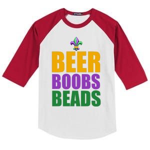 Beer Boobs Beads Mardi Gras Celebration Kids Colorblock Raglan Jersey