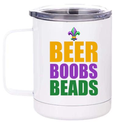 Beer Boobs Beads Mardi Gras Celebration 12 oz Stainless Steel Tumbler Cup