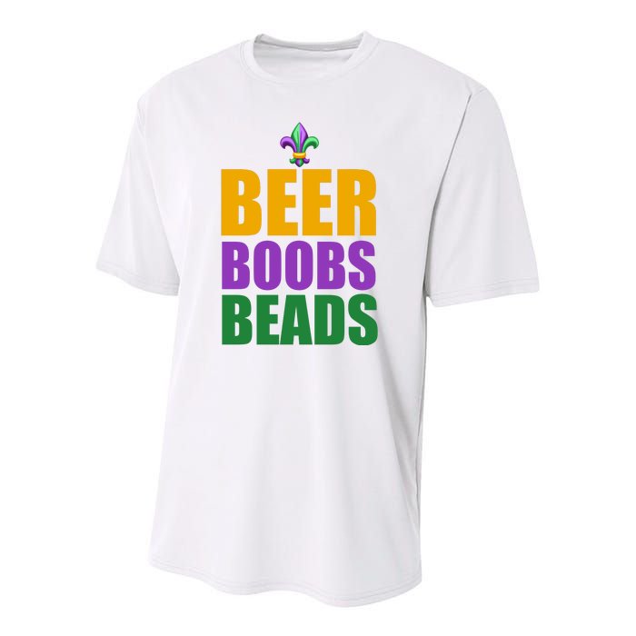 Beer Boobs Beads Mardi Gras Celebration Youth Performance Sprint T-Shirt