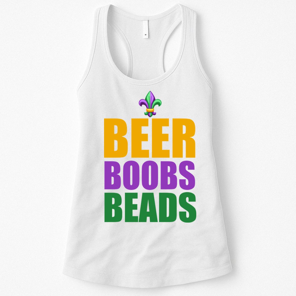 Beer Boobs Beads Mardi Gras Celebration Womens Tank Top