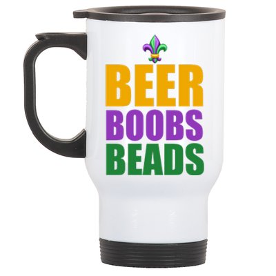 Beer Boobs Beads Mardi Gras Celebration Stainless Steel Travel Mug