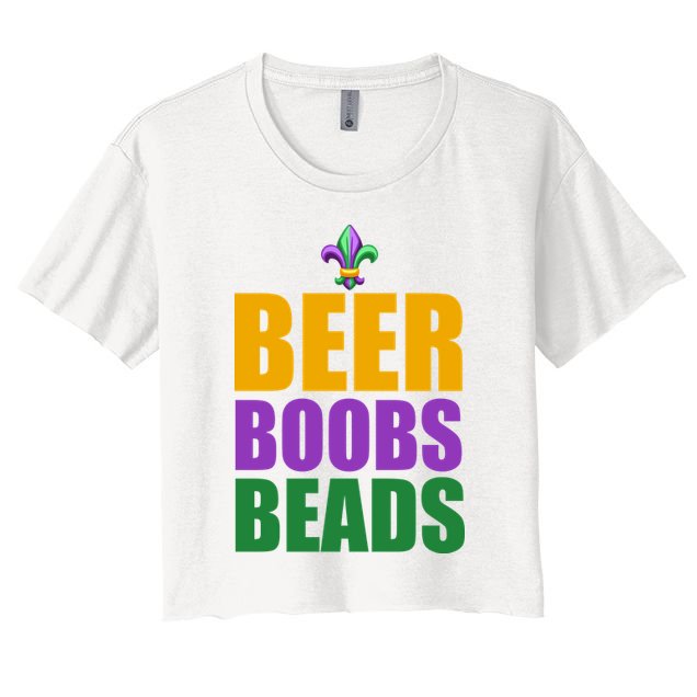 Beer Boobs Beads Mardi Gras Celebration Crop Top