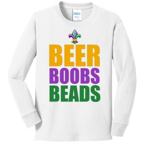 Beer Boobs Beads Mardi Gras Celebration Kids Long Sleeve Shirt