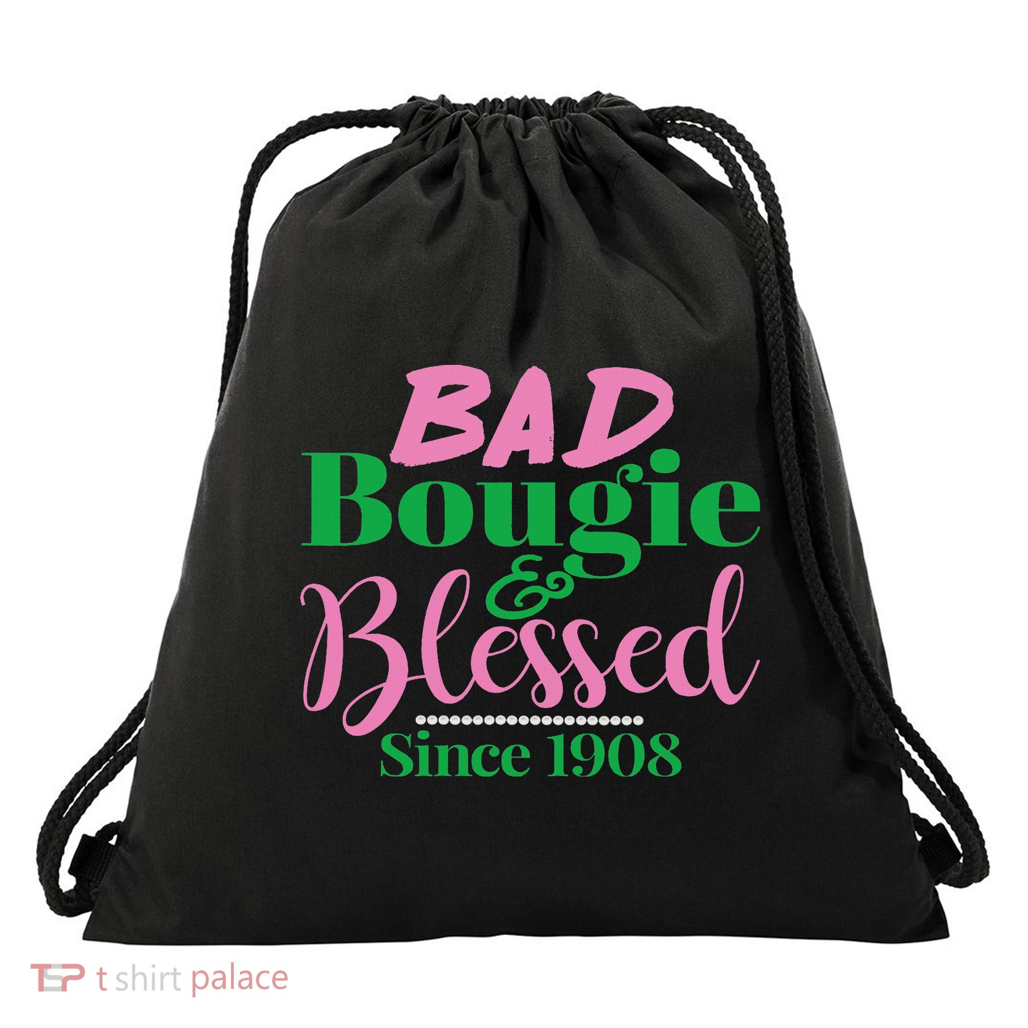 Bad Bougie & Blessed 1908 With 20 Pearls Drawstring Bag