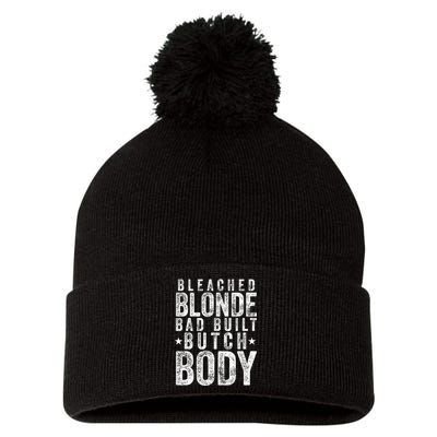 Bleach Blonde Bad Built Butch Body Pom Pom 12in Knit Beanie