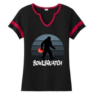 Bowlsquatch Bigfoot Bowling Ball Sasquatch Bowler Squatch Gift Ladies Halftime Notch Neck Tee