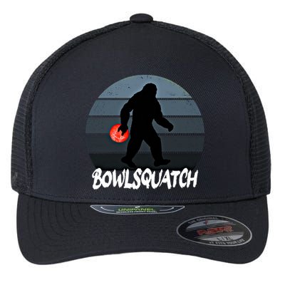 Bowlsquatch Bigfoot Bowling Ball Sasquatch Bowler Squatch Gift Flexfit Unipanel Trucker Cap