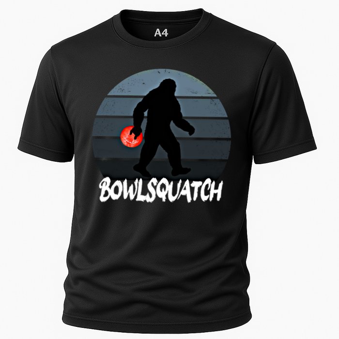 Bowlsquatch Bigfoot Bowling Ball Sasquatch Bowler Squatch Gift Cooling Performance Crew T-Shirt