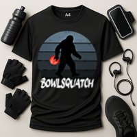 Bowlsquatch Bigfoot Bowling Ball Sasquatch Bowler Squatch Gift Cooling Performance Crew T-Shirt