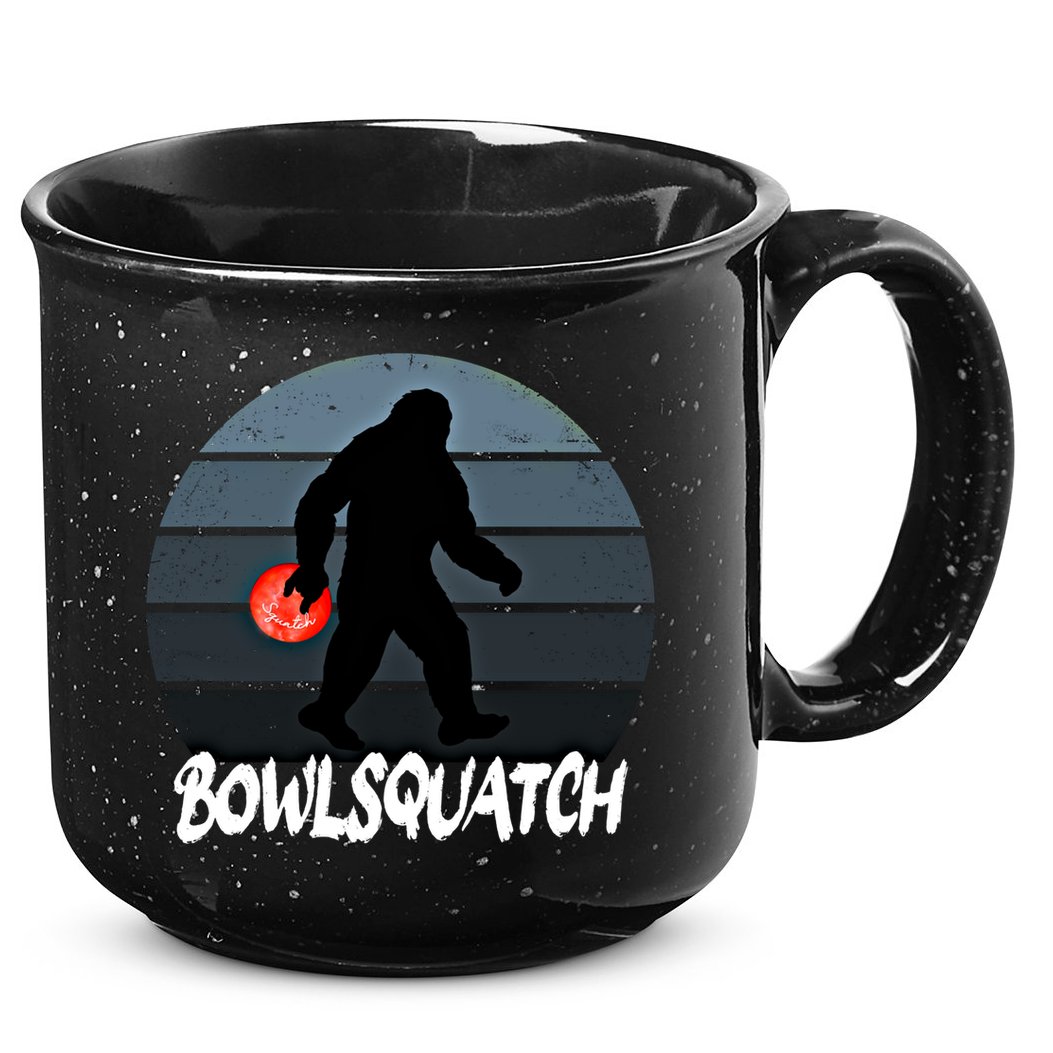 Bowlsquatch Bigfoot Bowling Ball Sasquatch Bowler Squatch Gift 15oz Campfire Ceramic Mug