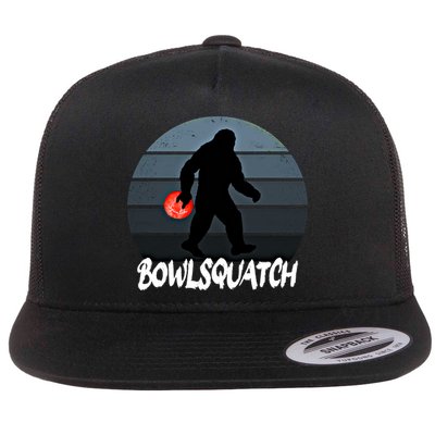 Bowlsquatch Bigfoot Bowling Ball Sasquatch Bowler Squatch Gift Flatbill Hat