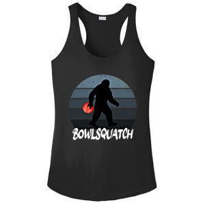 Bowlsquatch Bigfoot Bowling Ball Sasquatch Bowler Squatch Gift Ladies PosiCharge Competitor Racerback Tank