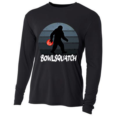 Bowlsquatch Bigfoot Bowling Ball Sasquatch Bowler Squatch Gift Cooling Performance Long Sleeve Crew
