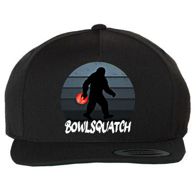 Bowlsquatch Bigfoot Bowling Ball Sasquatch Bowler Squatch Gift Wool Snapback Cap