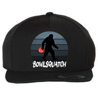 Bowlsquatch Bigfoot Bowling Ball Sasquatch Bowler Squatch Gift Wool Snapback Cap