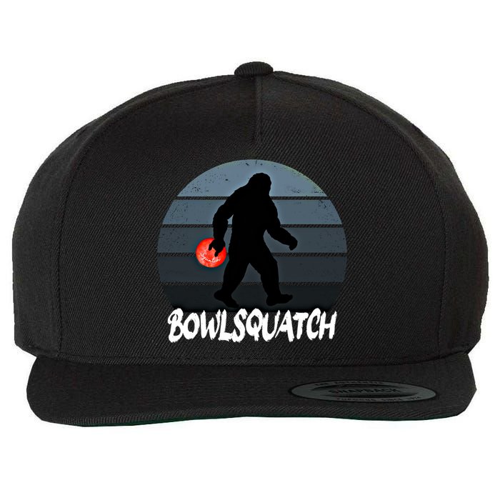 Bowlsquatch Bigfoot Bowling Ball Sasquatch Bowler Squatch Gift Wool Snapback Cap