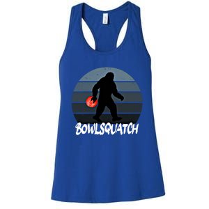 Bowlsquatch Bigfoot Bowling Ball Sasquatch Bowler Squatch Gift Women's Racerback Tank