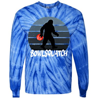 Bowlsquatch Bigfoot Bowling Ball Sasquatch Bowler Squatch Gift Tie-Dye Long Sleeve Shirt