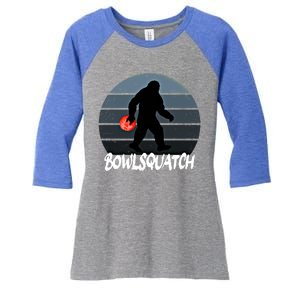 Bowlsquatch Bigfoot Bowling Ball Sasquatch Bowler Squatch Gift Women's Tri-Blend 3/4-Sleeve Raglan Shirt