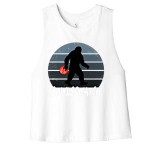 Bowlsquatch Bigfoot Bowling Ball Sasquatch Bowler Squatch Gift Women's Racerback Cropped Tank