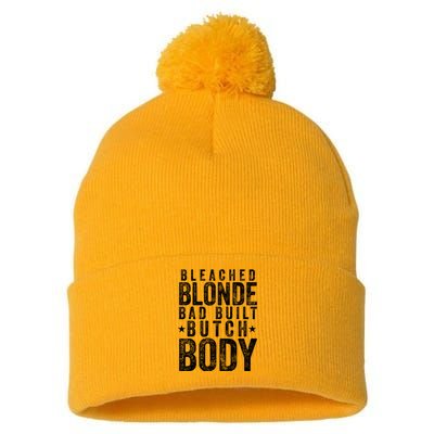 Bleach Blonde Bad Built Butch Body Pom Pom 12in Knit Beanie