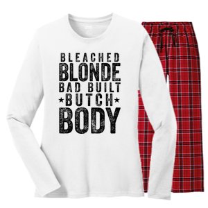 Bleach Blonde Bad Built Butch Body Women's Long Sleeve Flannel Pajama Set 