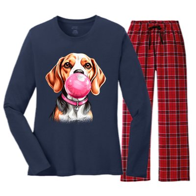 Beagle Bubblegum Women's Long Sleeve Flannel Pajama Set 