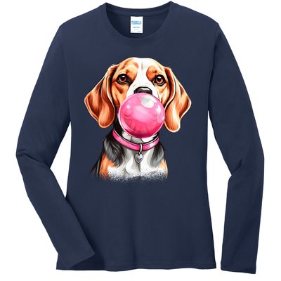 Beagle Bubblegum Ladies Long Sleeve Shirt