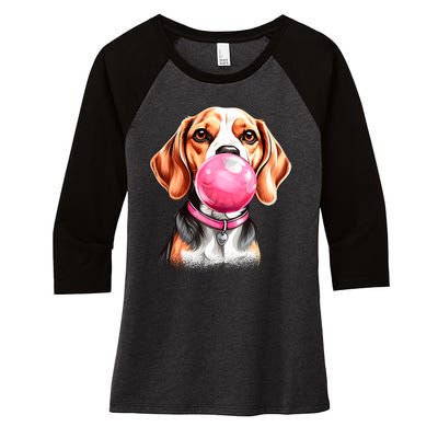 Beagle Bubblegum Women's Tri-Blend 3/4-Sleeve Raglan Shirt