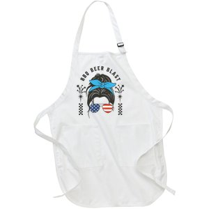 Bbq Beer Blast 4th Of July Full-Length Apron With Pockets