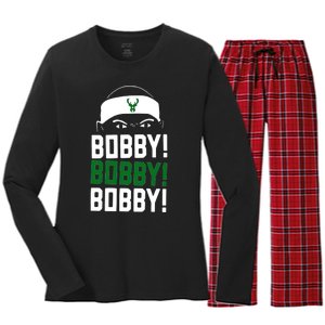 Bobby Bobby Bobby Milwaukee Basketball Women's Long Sleeve Flannel Pajama Set 