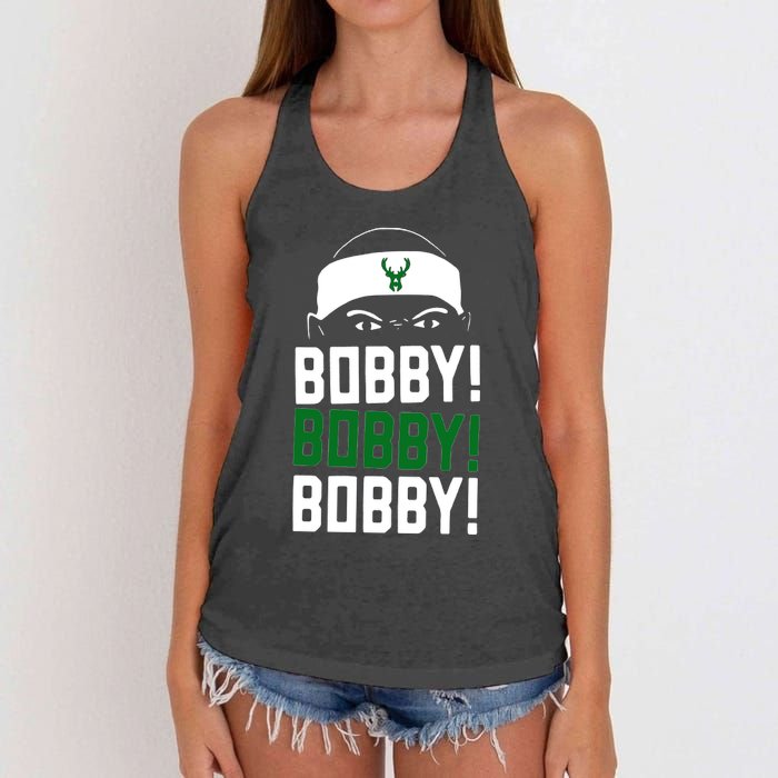 Bobby Bobby Bobby Milwaukee Basketball Women's Knotted Racerback Tank