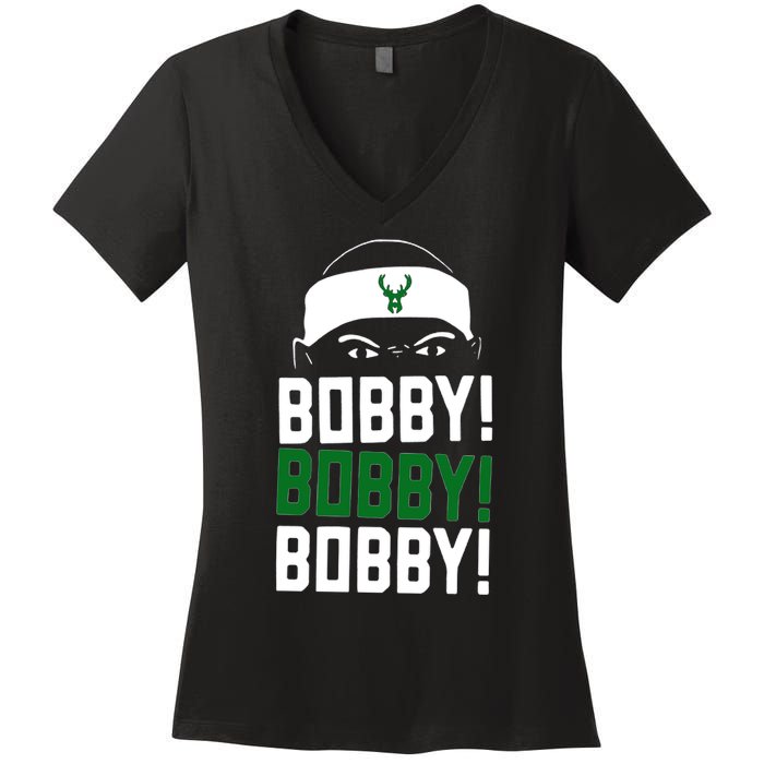 Bobby Bobby Bobby Milwaukee Basketball Women's V-Neck T-Shirt