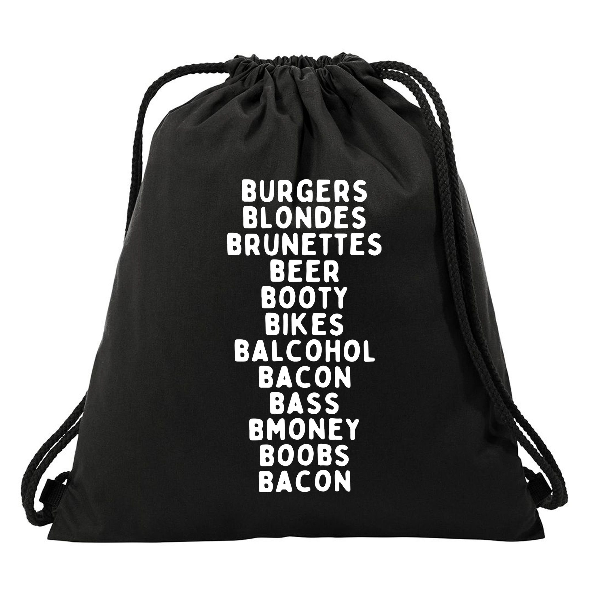 Beers Burgers Blondes Drawstring Bag