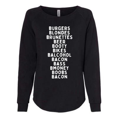 Beers Burgers Blondes Womens California Wash Sweatshirt