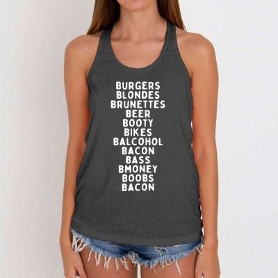 Beers Burgers Blondes Women's Knotted Racerback Tank