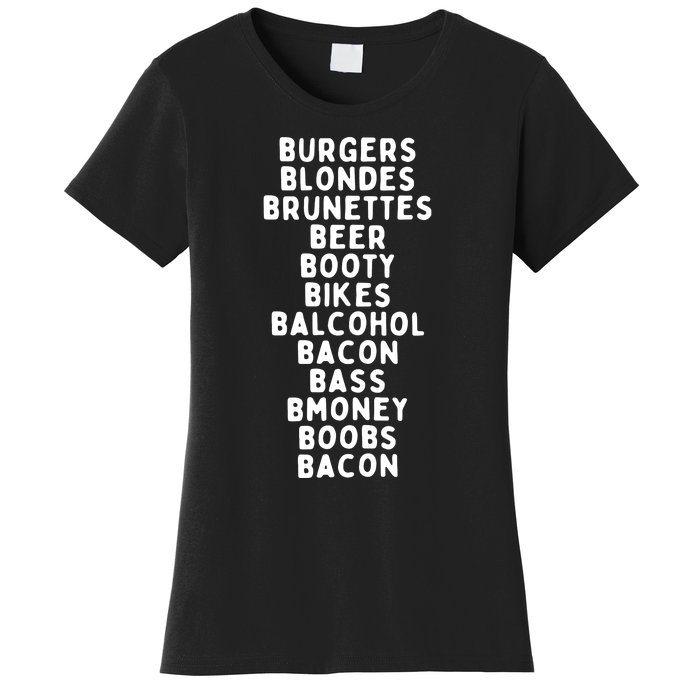 Beers Burgers Blondes Women's T-Shirt