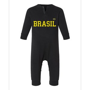 Brazil Brasil Brazilian Flag Green Infant Fleece One Piece