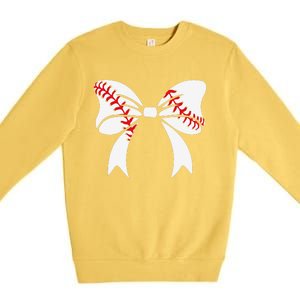 Baseball Bow Baseball Mom Mothers Day Women Baseball Mama Premium Crewneck Sweatshirt