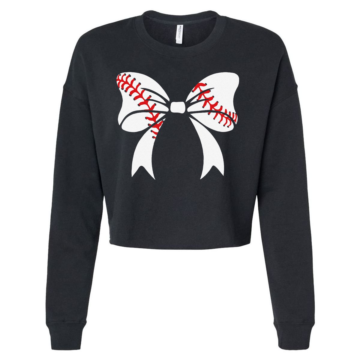 Baseball Bow Baseball Mom Mothers Day Women Baseball Mama Cropped Pullover Crew