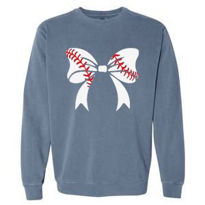 Baseball Bow Baseball Mom Mothers Day Women Baseball Mama Garment-Dyed Sweatshirt