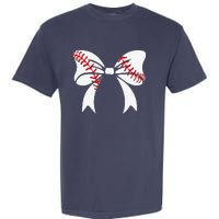 Baseball Bow Baseball Mom Mothers Day Women Baseball Mama Garment-Dyed Heavyweight T-Shirt