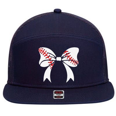 Baseball Bow Baseball Mom Mothers Day Women Baseball Mama 7 Panel Mesh Trucker Snapback Hat