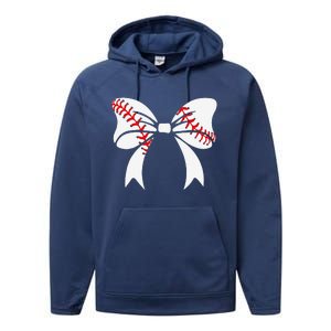 Baseball Bow Baseball Mom Mothers Day Women Baseball Mama Performance Fleece Hoodie