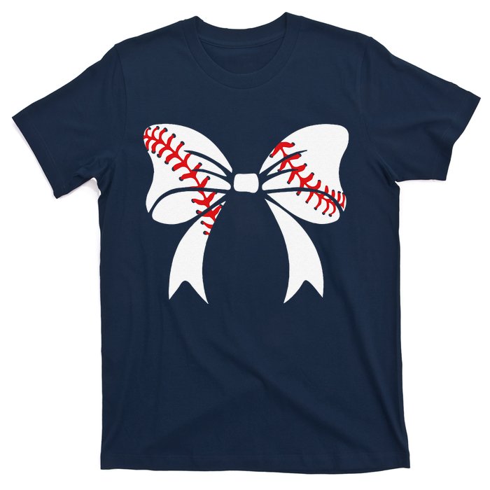 Baseball Bow Baseball Mom Mothers Day Women Baseball Mama T-Shirt