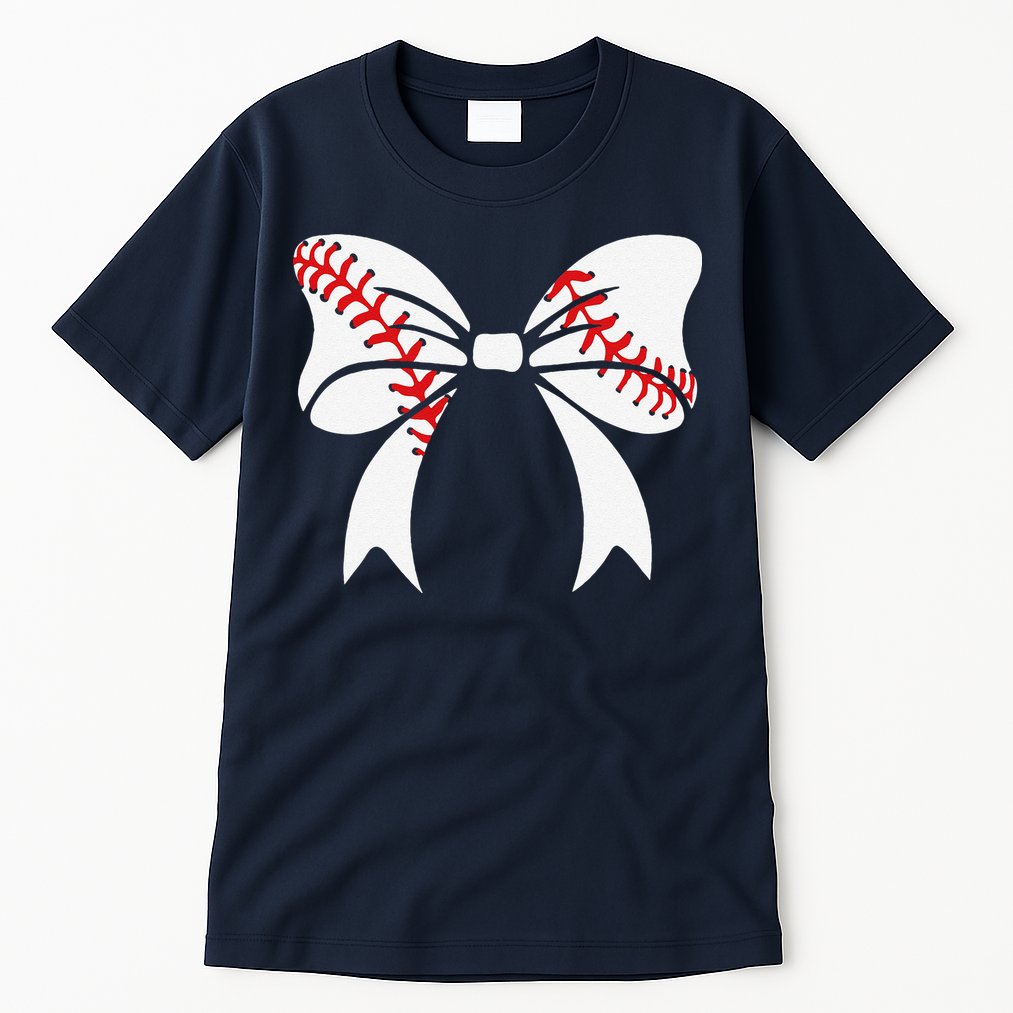 Baseball Bow Baseball Mom Mothers Day Women Baseball Mama Tall T-Shirt