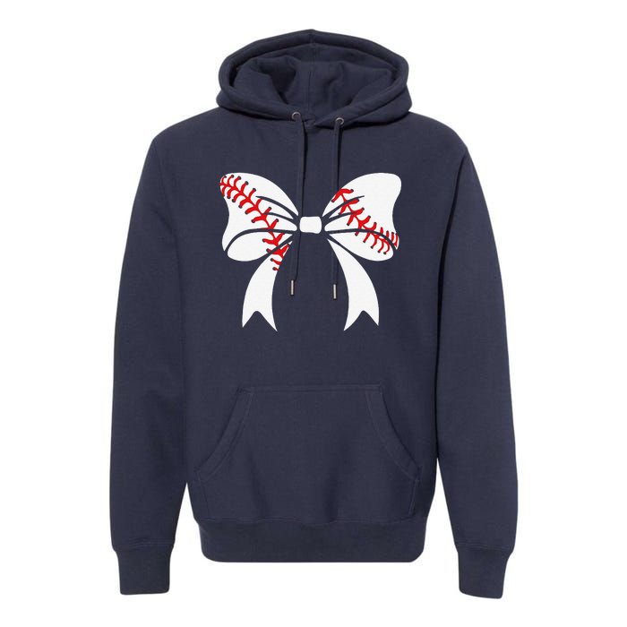 Baseball Bow Baseball Mom Mothers Day Women Baseball Mama Premium Hoodie