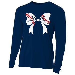 Baseball Bow Baseball Mom Mothers Day Women Baseball Mama Cooling Performance Long Sleeve Crew