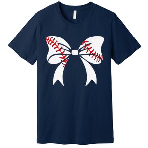 Baseball Bow Baseball Mom Mothers Day Women Baseball Mama Premium T-Shirt