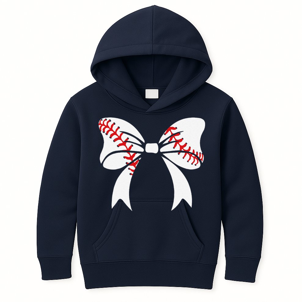 Baseball Bow Baseball Mom Mothers Day Women Baseball Mama Kids Hoodie